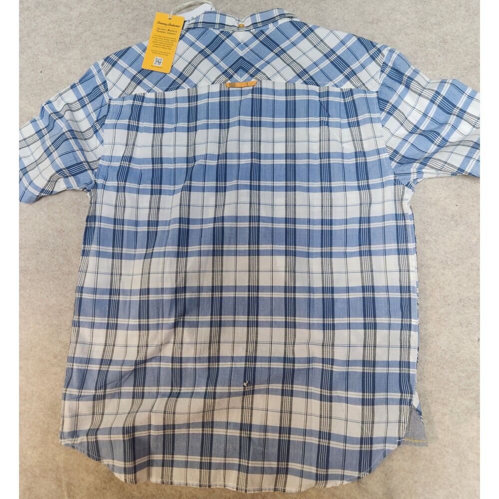 New Tommy Bahama Men's Blue Plaid Shirt Size Large - Picture 3 of 7